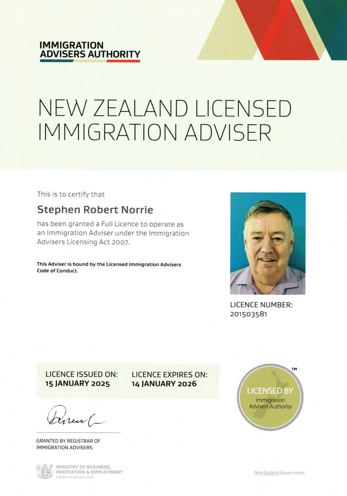 Steve Norrie - Licensed Immigration Advisor Steve Norrie - Licensed Immigration Advisor